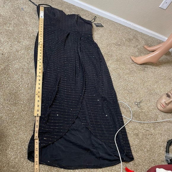 Alexa B Nites maxi evening gown dress black glitter sparkles V-neck formal SZ 14 - Picture 8 of 11